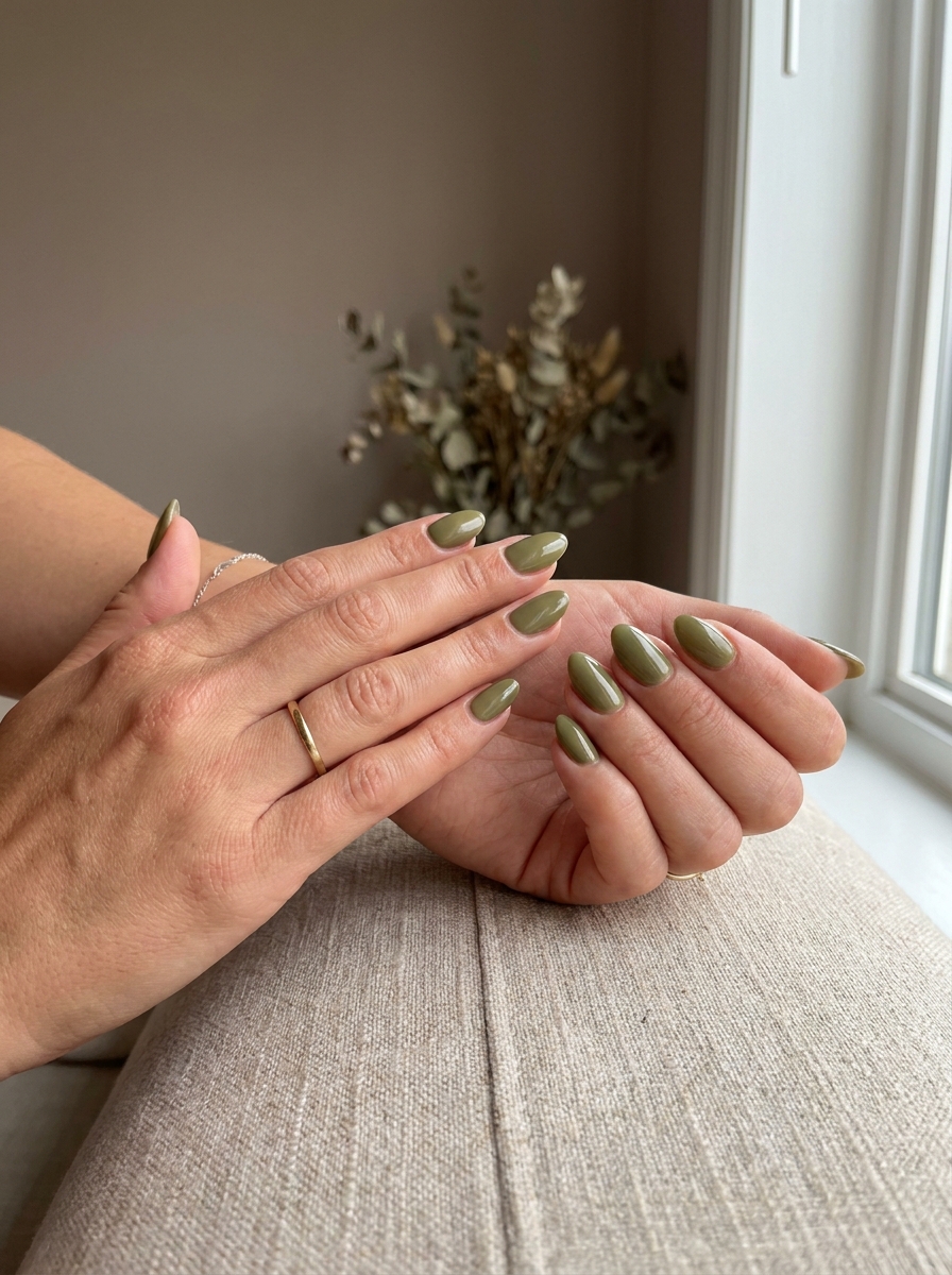 Olive Green Nails